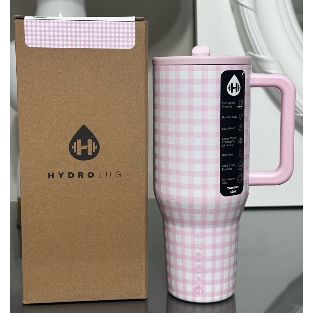 Hydrojug 32oz Traveler,‎ PINK GINGHAM